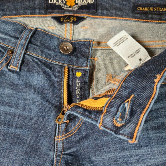 Lucky Brand Jeans Women Size 0 Blue Denim Charlie Straight Ankle Casual Classic - Picture 7 of 13